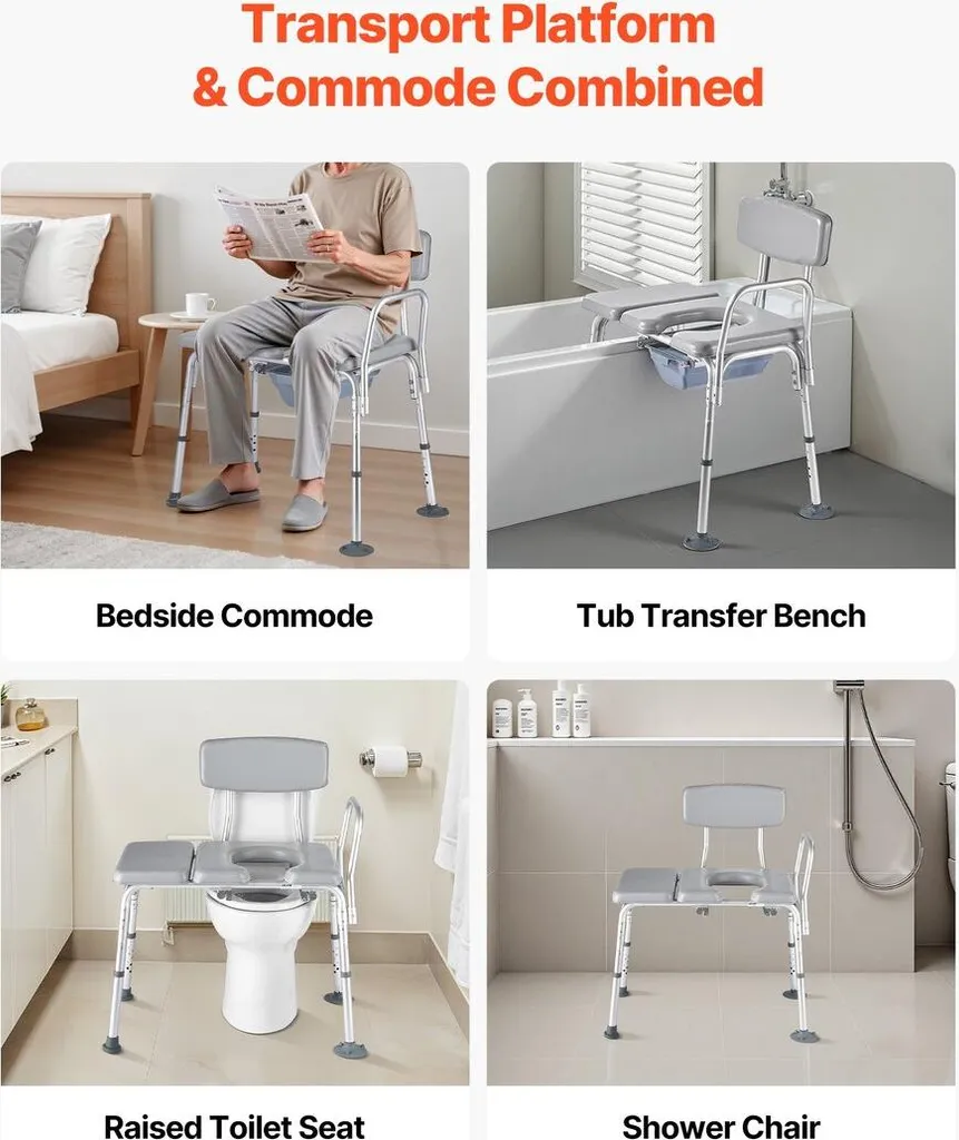Chaise percée bariatrique pour éviter les chutes, hauteur modulable - 2