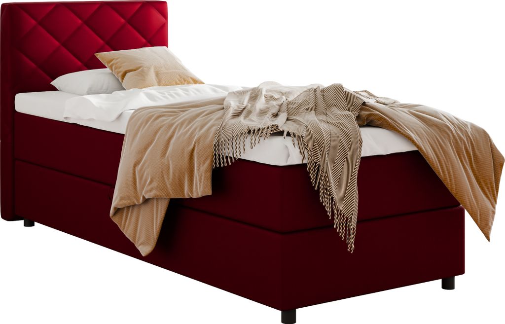 BOXSPRINGBETT Diamaro 90x200 cm mit Bettkasten und Topper - Rot