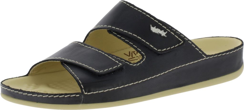 Vital 0938 komfortable und hochwertige Herren und Damen Hausschuhe mit Massagenoppen und Lederfussbett Snwo jean EU 38