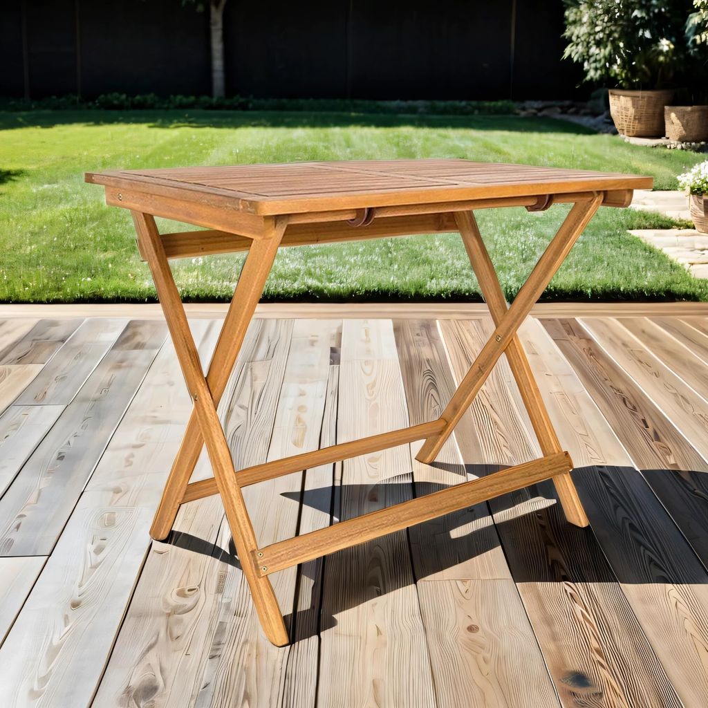 Gartentisch Blossom, Akazienholz massiv & geölt, Klapptisch 80x60 cm, Holztisch für Balkon, Terrasse, Wintergarten oder Garten, pflegeleichtes Un...