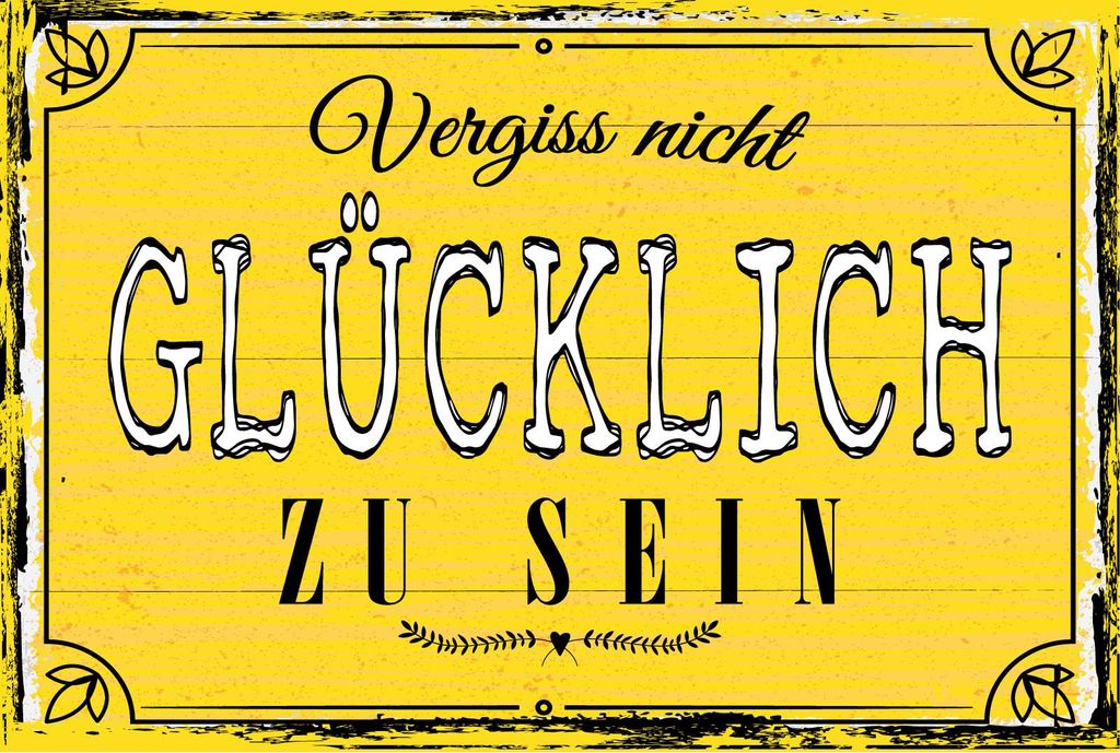 vianmo Blechschild 12x18 cm Vergiss nicht glücklich zu sein gelbes