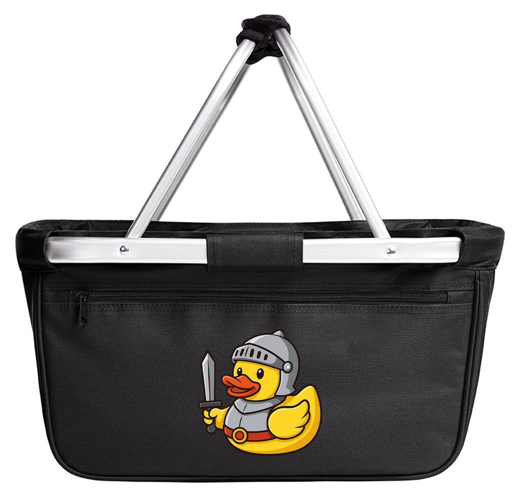 Huuraa Einkaufskorb Quietscheente Ritter Gummiente Mittelalter 20 Liter Black faltbarer Tragekorb Geschenkidee
