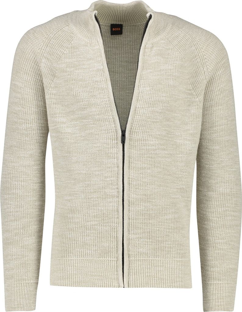 Boss Weste meliert beige Baumwolle normale Passform Produktbild 