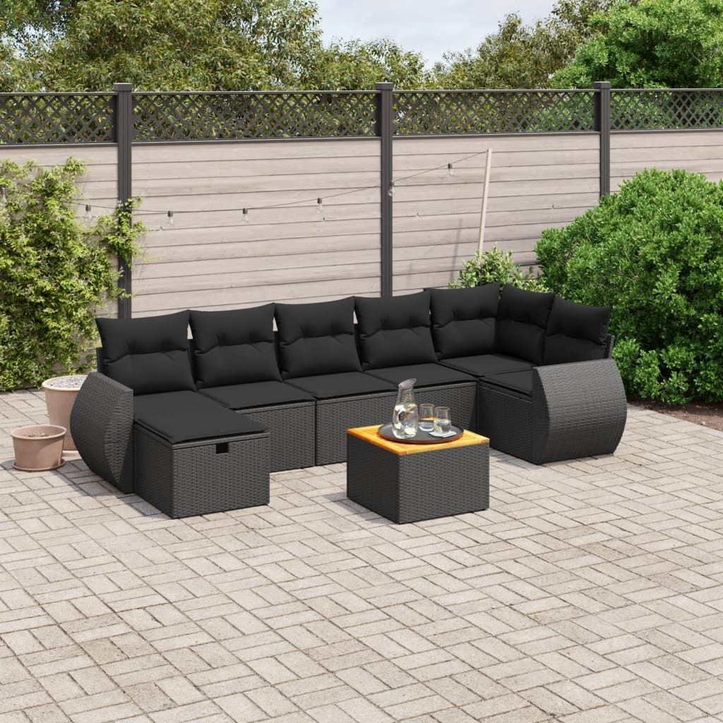 Maison Exclusive - 8-tlg. Garten-Sofagarnitur mit Kissen Schwarz Poly Rattan