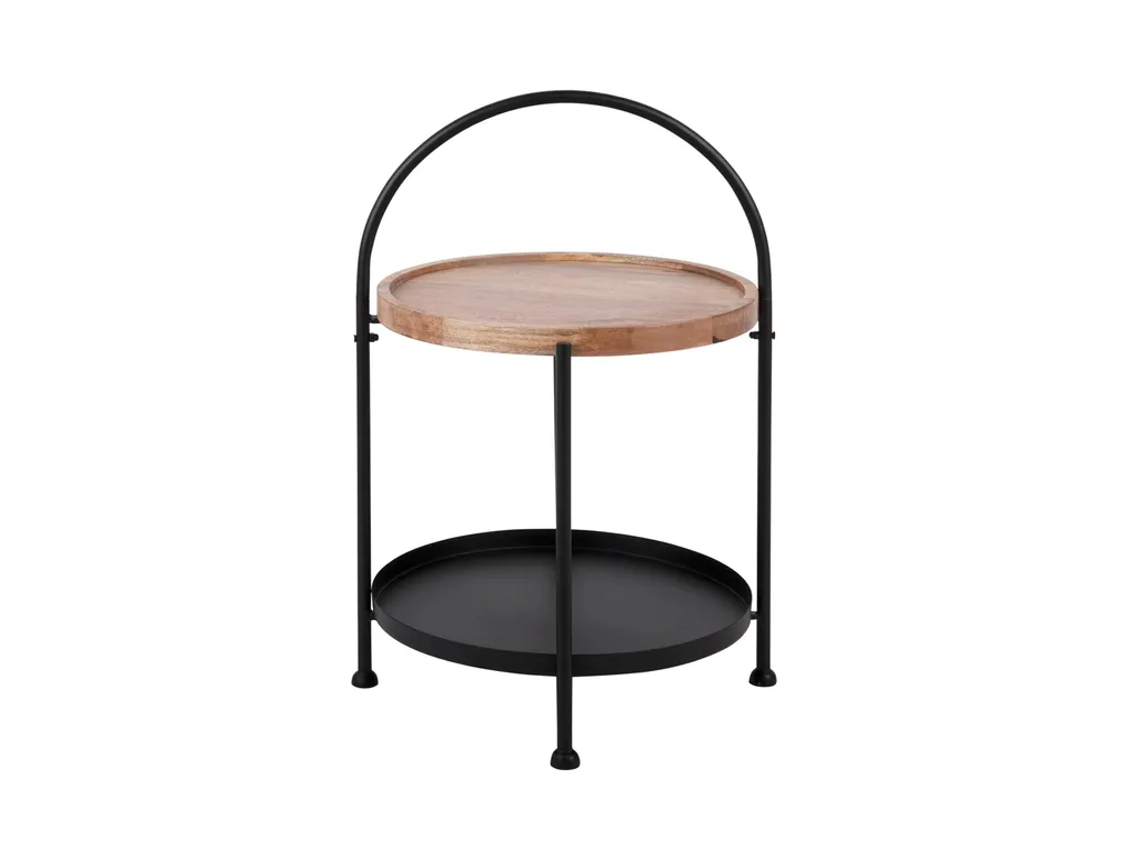 Table de salon ronde TRAY en bois de manguier massif - Design Minimal