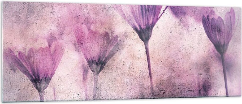 Bilder auf glas - Einteilig - Blumen Rosa Vintage - 140x50cm - Glasbilder - Wandbilder - Bilder - zum Aufhängen bereit - Wanddekoration aus Glas -...