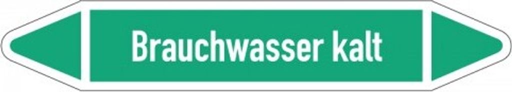 Dreifke Aufkleber I RKZ-Etikett Brauchwasser kalt, DIN 2403, grün/weiß, für ...