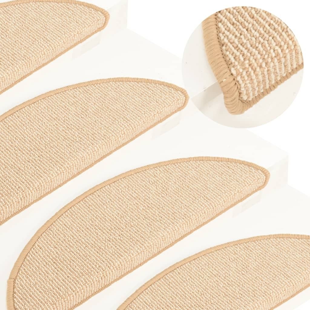 vidaXL Tappetini per scale 15 pz. Crema 65x21x4 cm Immagine del prodotto 