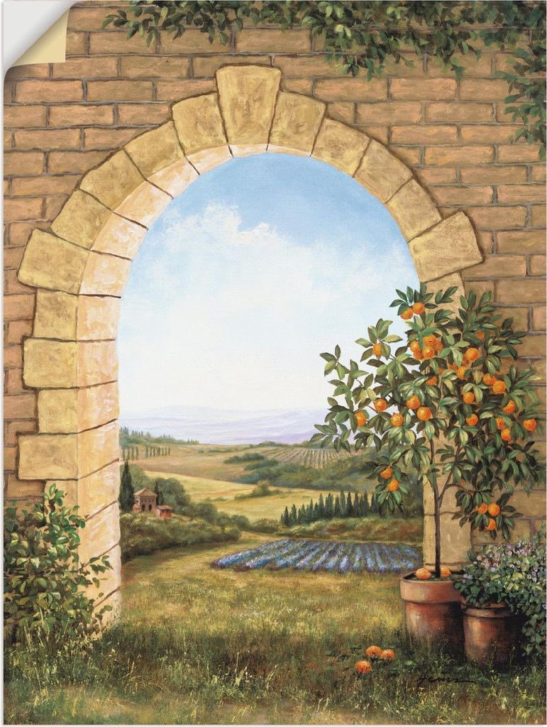ARTland Wandbild, selbstklebend Orangenbaum vor dem Torbogen Größe: 90x120 cm