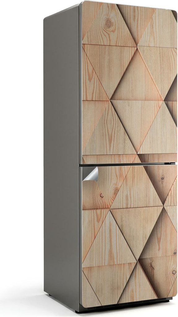 3D-Polygonmuster – Kühlschrank Aufkleber – Klebefolie Kühlschrank – Kühlschrank Nachbildung – Kühlschrankfolie selbstklebend – Küche...