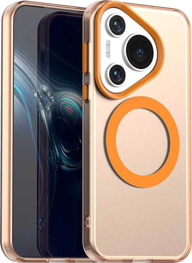 Magnetisch Hülle für Huawei Pura 70, Schlank Durchscheinend Matt Stoßfest Handyhülle Orange
