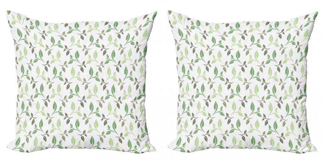 ABAKUHAUS Blatt Kissenbezug Set (2Stück), Teeblätter Mit Ornamental Vintage Design Stilvolle Verblasste Farben Artwork, 45x45cm, Armeegrün Grün