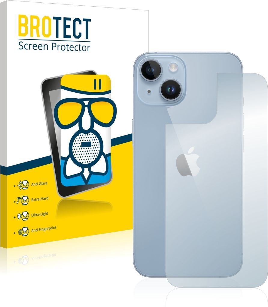 BROTECT Entspiegelungs Schutzglas für Apple iPhone 14 (Rückseite) Schutzfolie Panzer Folie Glas Display Schutz matt