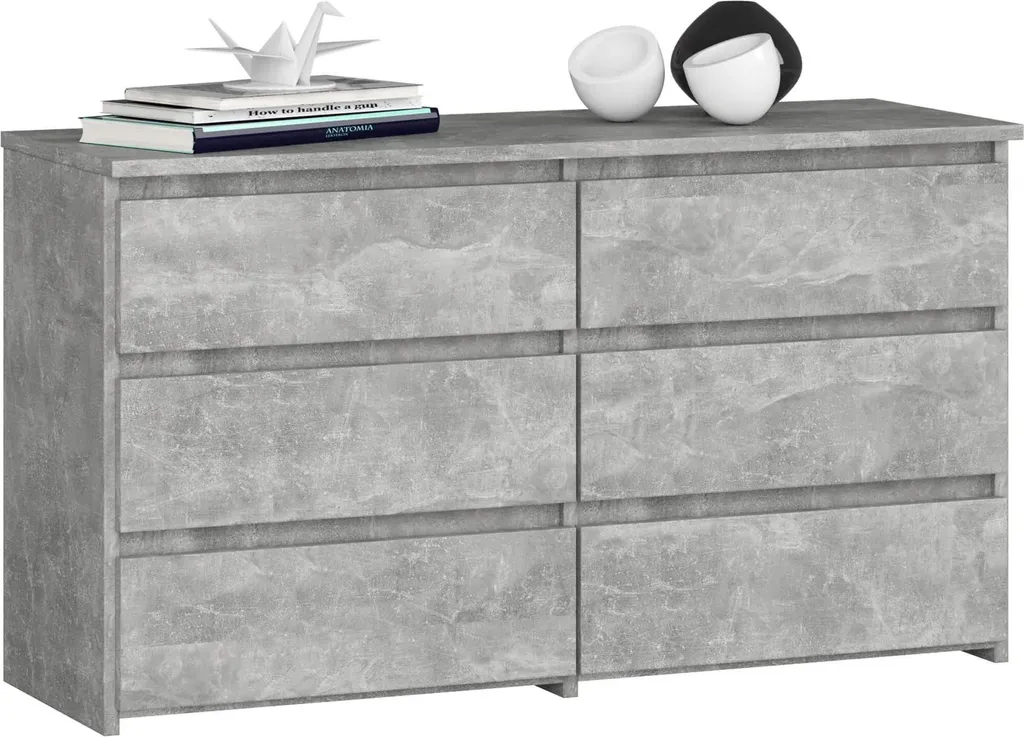 Comò Elegante CL100 Cemento 6 Cassetti: Cassettiera Design Industriale