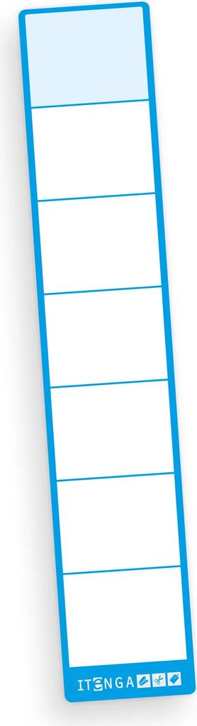 itenga 100x Ordneretikett BLAU Rückenetikett schmal zum Aufkleben 3,6 x 19,0 cm aus Haftpapier