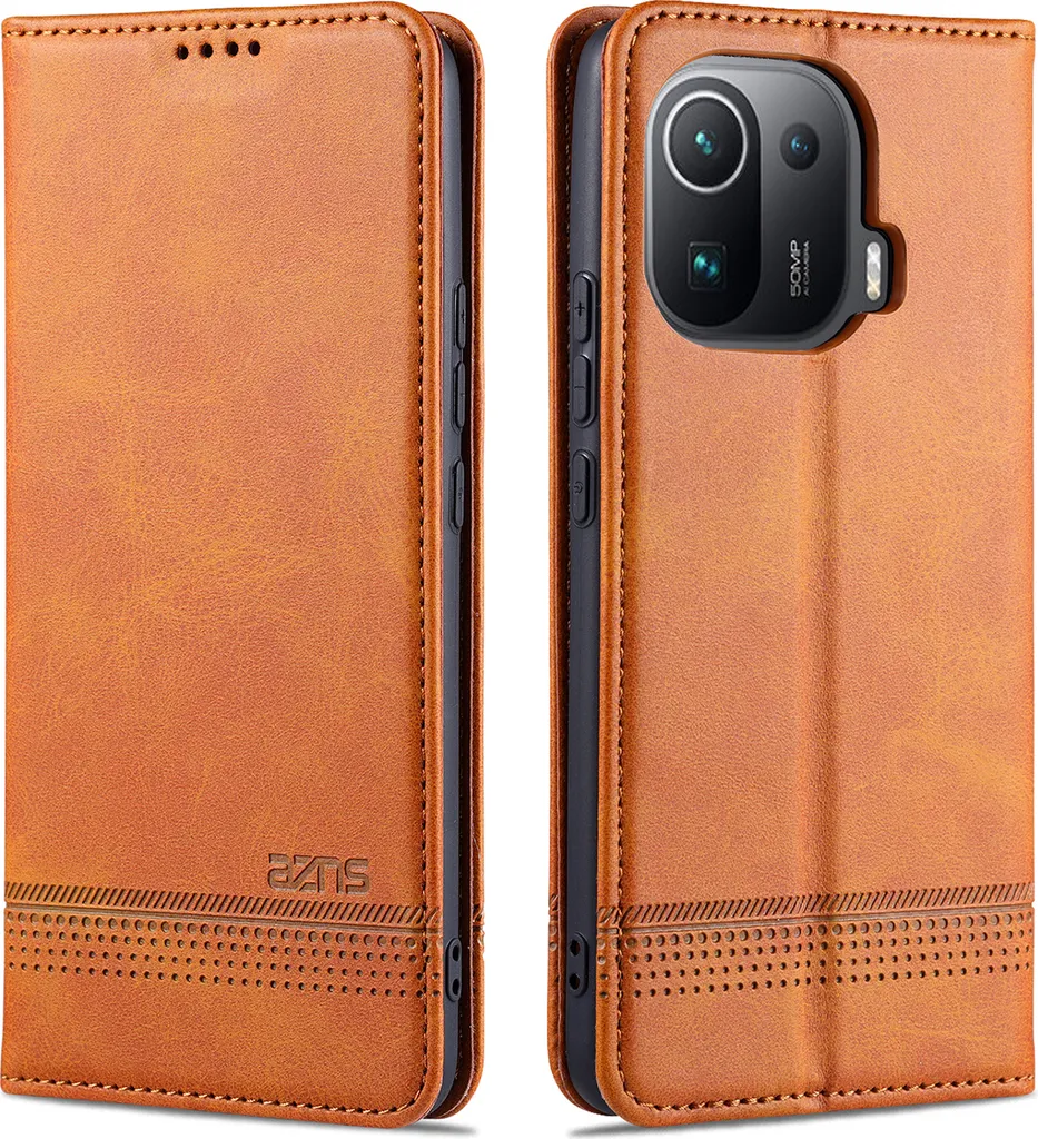 Custodia Flip Pelle Xiaomi Mi 11 Pro: Cover Portafoglio Slim Marrone