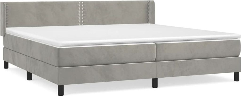vidaXL Boxspringbett mit Matratze Hellgrau 200x200 cm Samt