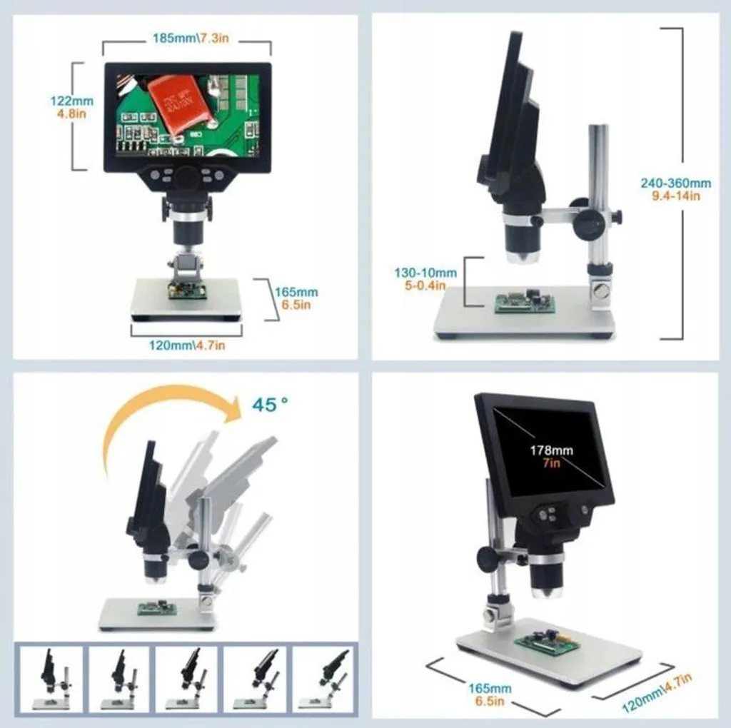 Microscope numérique 1200x HD 1080p avec double éclairage LED réglable - 11