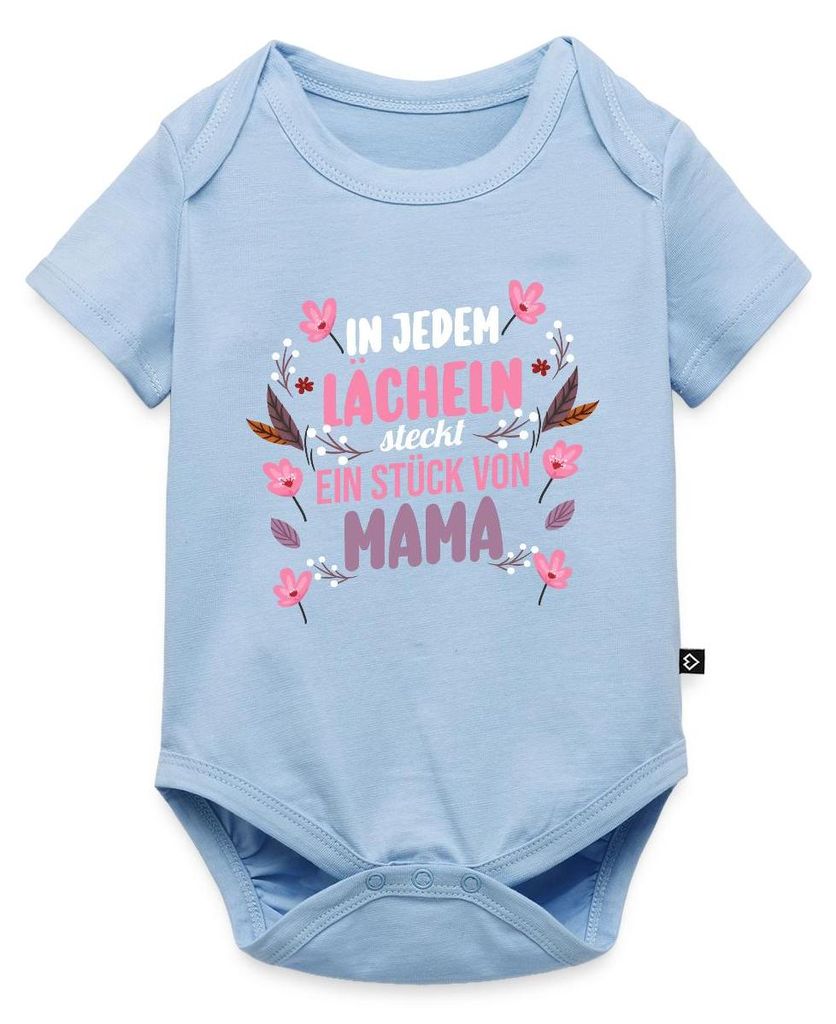 Spreadshirt Jedes Lächeln Ein Stück Mama Kurzarm Tages Baby Body, 92 (1,5 - 2 Jahre), Hellblau