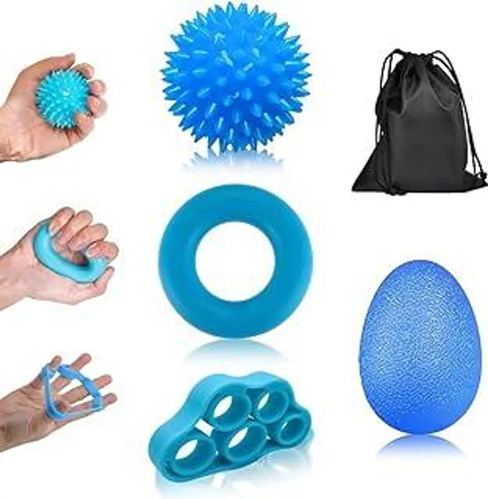 Allenatore per le dita, allenatore per le mani, palla per l'artrite, palla ricoperta di punte in gomma morbida, estensore per le dita, per la terapia delle mani, allenamento per l'artrosi, rafforzamento della presa, allevia lo stress, allevia l'ansia (5 pezzi)