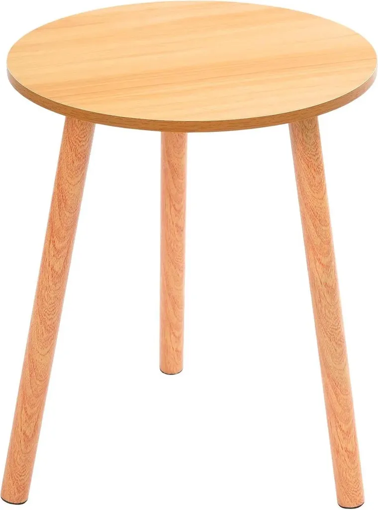 Table d'appoint ronde Ø40 x H52 cm aspect noyer avec pieds en bois stable