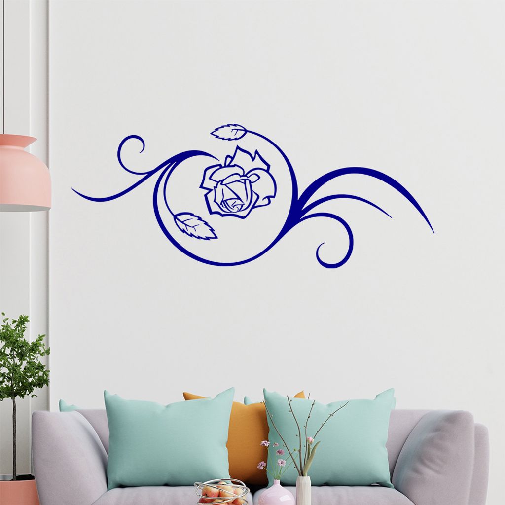 Rose - Linien Wandtattoo in 6 Größen - Wandaufkleber Wall Sticker - Dekoration, Küche, Wohnzimmer, Schlafzimmer, Badezimmer
