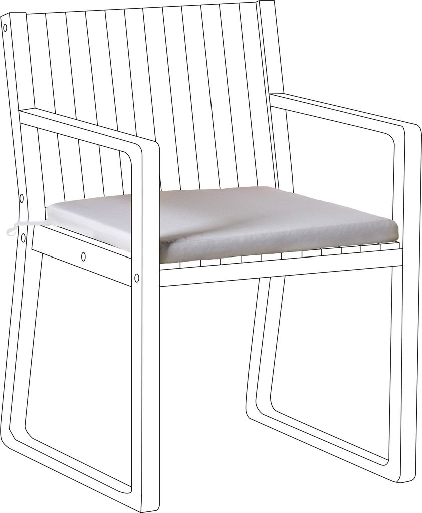 BELIANI Sitzkissen für Gartenstuhl Hellgrau Stoffbezug mit Bindebändern 46 x 46 cm UV-beständig Modern Outdoor Stuhlkissen Stuhlpolster