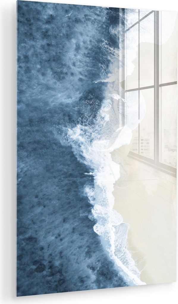 MuchoWow Glasbilder - Bilder auf Wandbild - Foto auf Glas Strand - Meer - Wasser - Natur 40x60 cm Wanddekoration aus Glas - Acrylglasbild - Acrylbi...