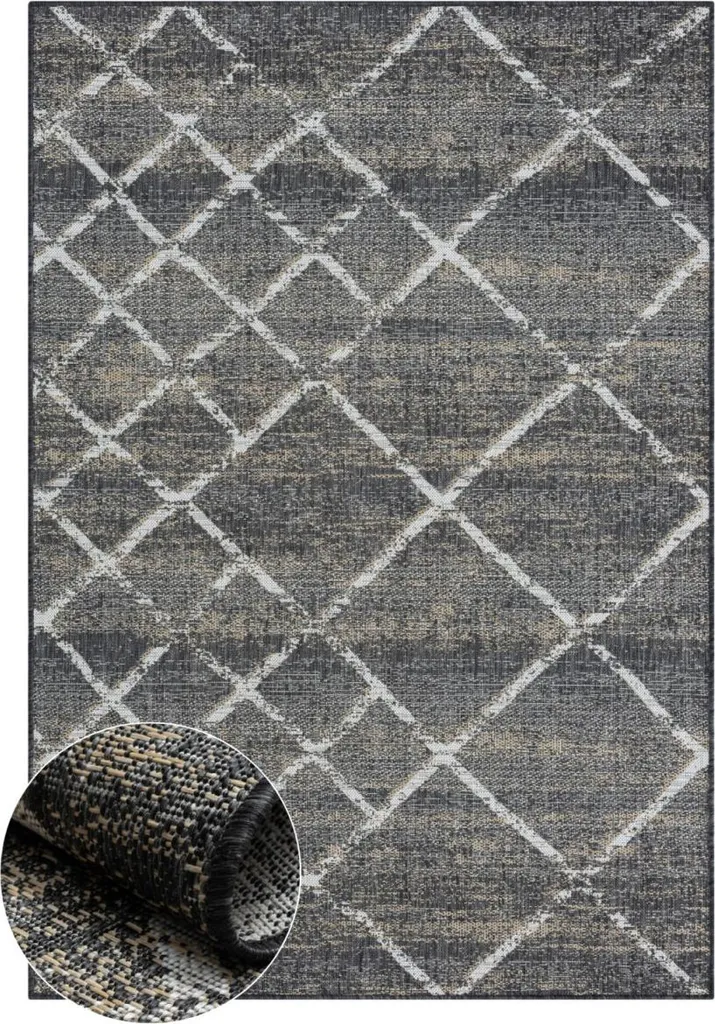 Petit tapis extérieur Mystic noir 80x150 cm idéal balcon ou entrée