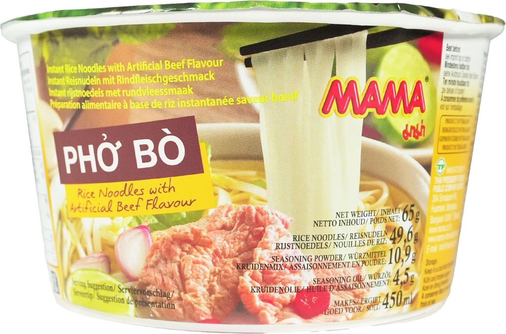 Mama Instant Reisnudeln Rindgeschmack Pho Bo BOWL 65g
