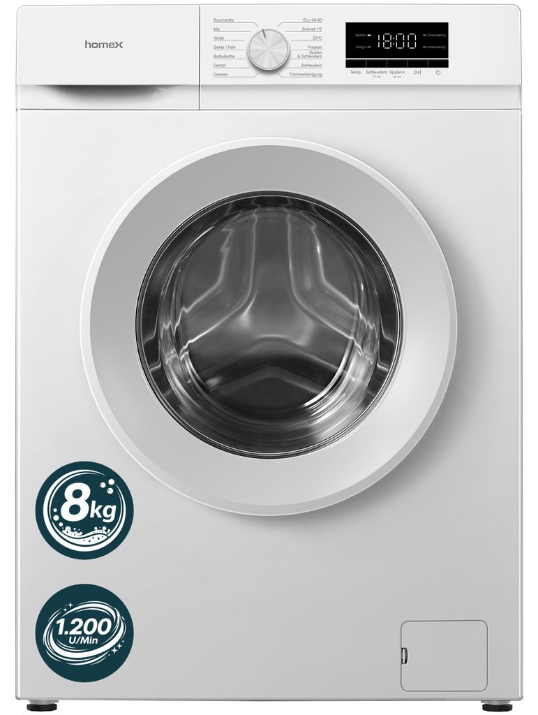 homeX Waschmaschine 8kg, Frontlader - 1.200 U/Min, Produktbild 