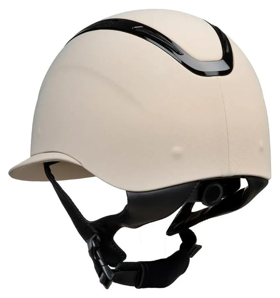 Bombe d'équitation Equestro Apocalipse beige textile visière large
