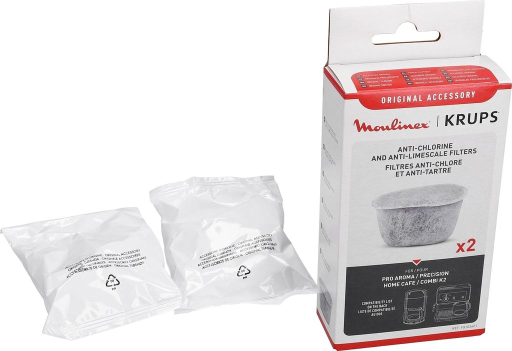 Product packaging and two filters.