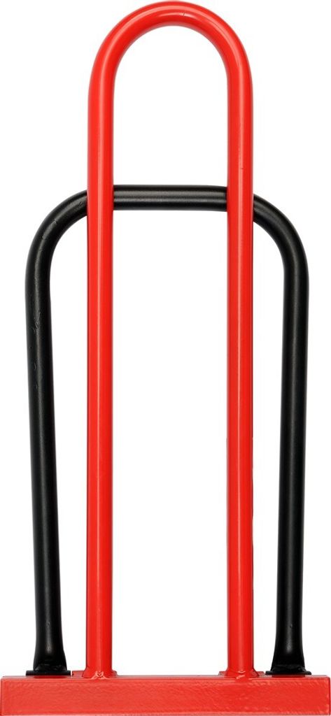 A product shot of a metal tool with red and black components against a white background.