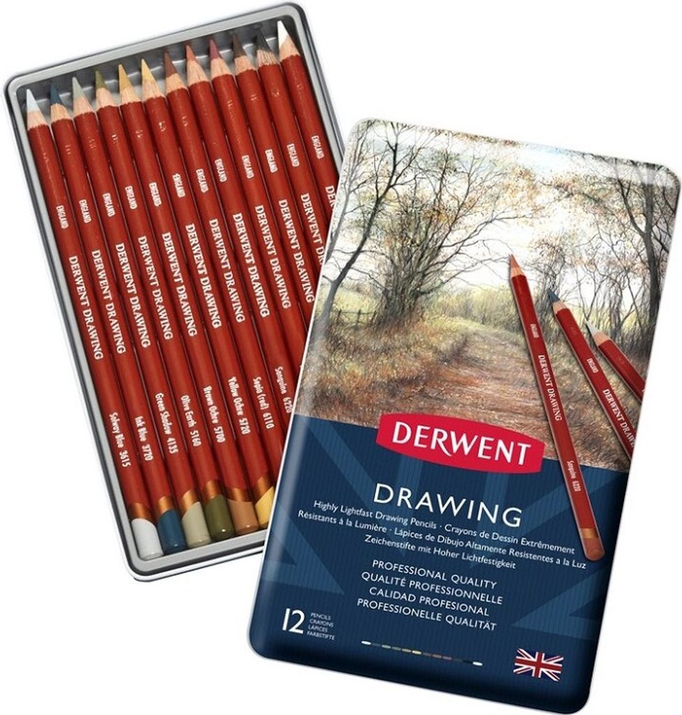 Derwent Drawing -piirrustuskynälajitelma, 12 kynää Obrázok produktu 