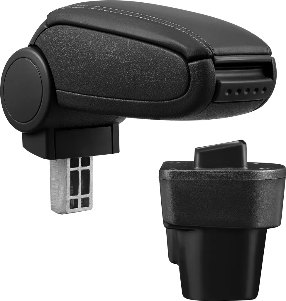 [Bracciolo centrale, perfetto per Citroën Nemo / Peugeot Bipper / FIAT Fiorino III / Fiat Qubo dal 2007 - Bracciolo con vano portaoggetti - rivestito - - nero con cuciture nere