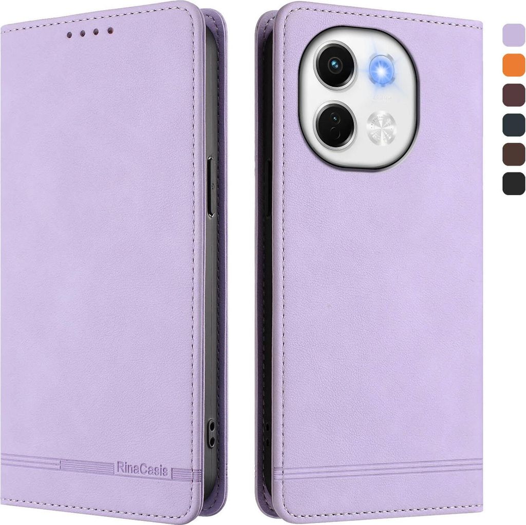 Hülle für Tecno Pova 6 Neo 5G/Spark 30 5G, Retro Kunstleder Ständer Klapphülle mit Kartenfächer und Magnetische Violett