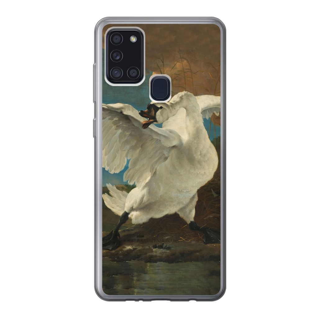 MuchoWow Handyhülle Schutzhülle Hülle für Samsung Galaxy A21s Der bedrohte Schwan - Gemälde von Jan Asselijn Silikon Softcase Handy Hülle -...