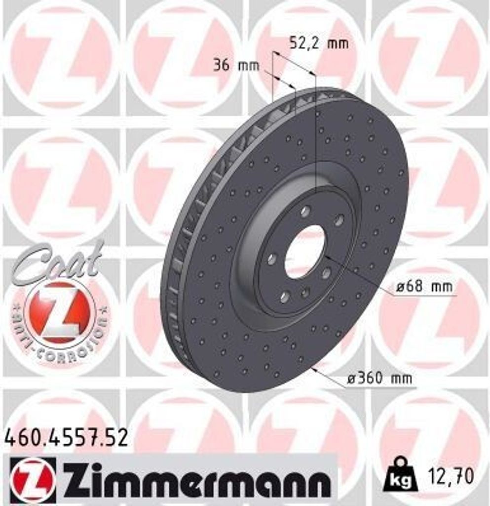 ZIMMERMANN Bremsscheibe Vorne Links für PORSCHE Macan (95B) 360mm 460.4557.52