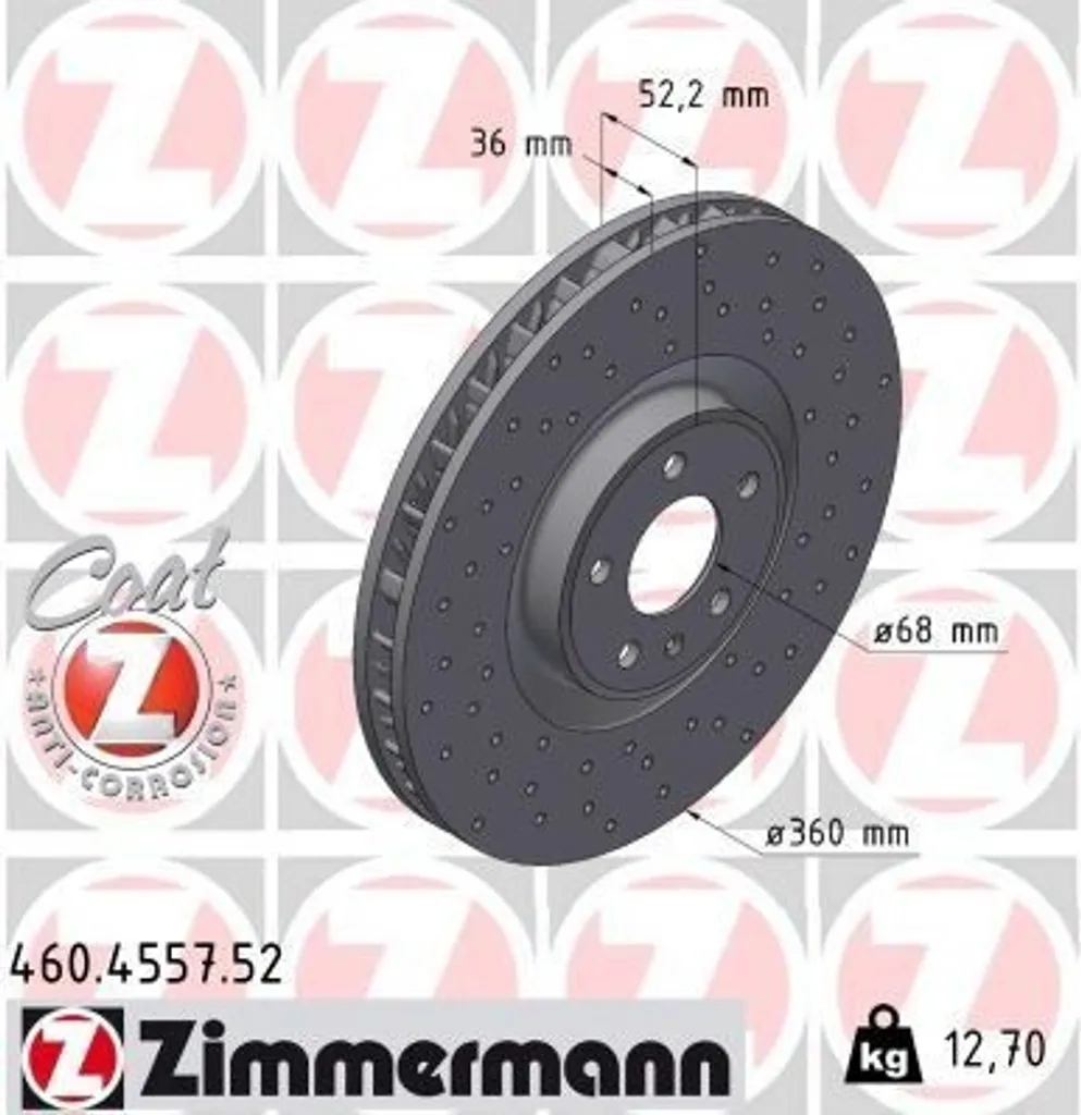 Disque de frein Zimmermann Coat Z 360mm anticorrosion pour Porsche Macan