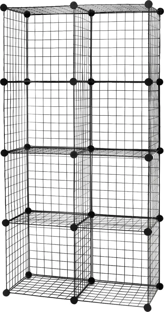Meuble de rangement à casiers modulables en métal noir 16 compartiments - 3