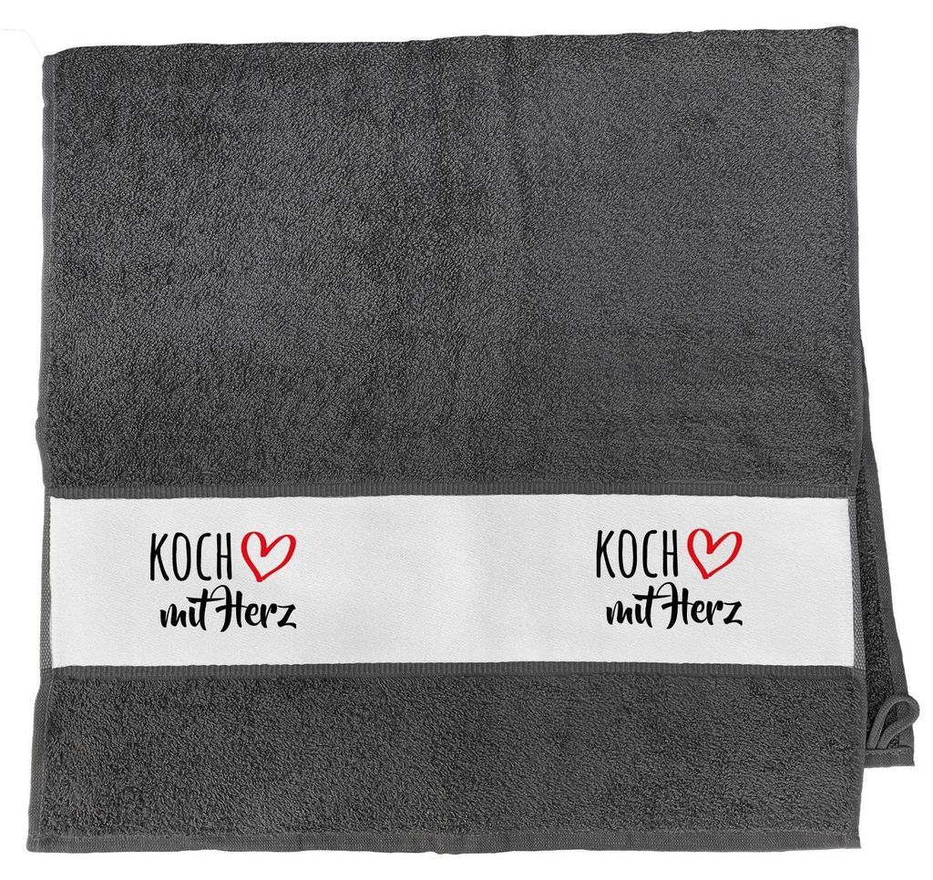 Huuraa Handtuch Koch mit Herz 50x100cm Graphite Baumwolle Handtuch Geschenkidee