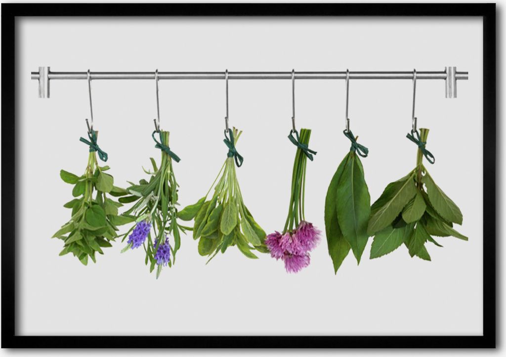 Bild 100x70 MDF-Rahmen Wandkunst Kräuter Getrocknete Blätter Blumen