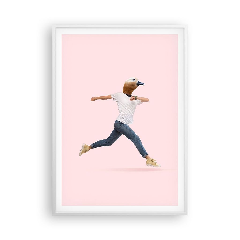 Gerahmtes Poster - Weißer Rahmen - Anthropomorphisierung Mensch Ente - 70x100 cm - Wand Bild - Wanddeko - Wandbilder - Kunstposter - Wandposter - ...