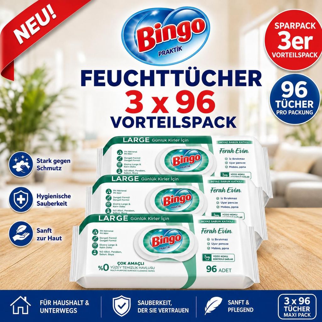 Bingo Grün 3x96 Blatt – Frische Brise Duft – Mehrzweck Produktbild 