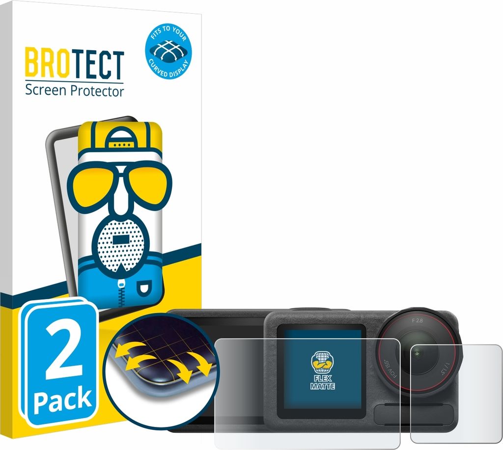 2x BROTECT Fullscreen Schutzfolie für DJI Osmo Action 5 Pro Displayschutz Folie Fullcover Matt Entspiegelungsfolie