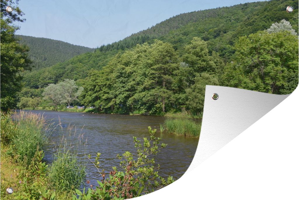 MuchoWow 120x80 cm Outdoor-Poster Gartendeko Sichtschutz Garten Poster für den Garten Ein Fluss fließt durch die Ardennen