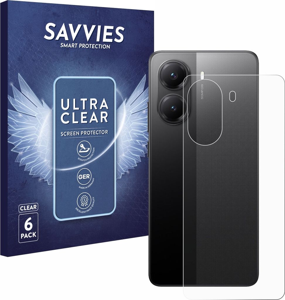 6x Für Xiaomi Poco X7 Pro (Rückseite) Schutzfolie Savvies Displayschutz Display Schutz Folie Klar Transparent