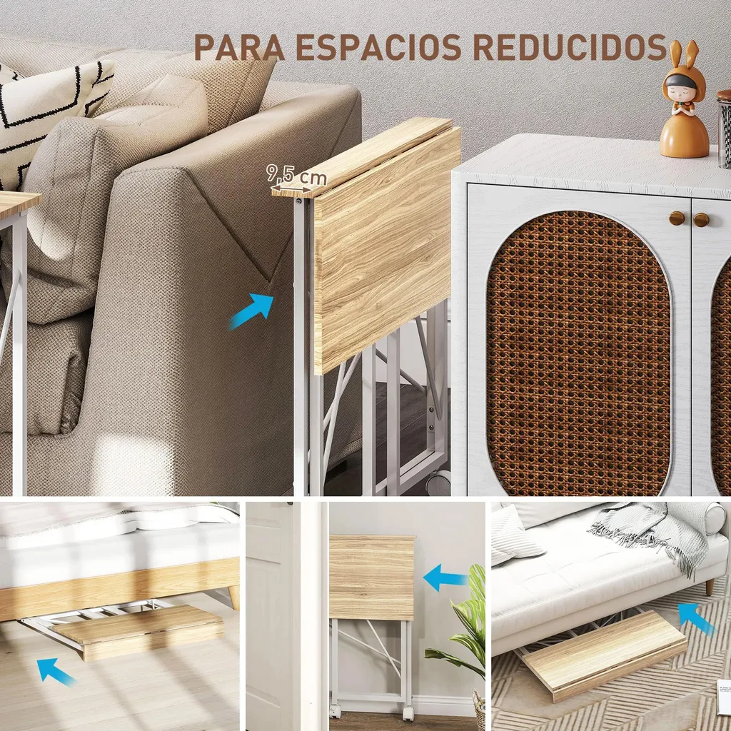 Bureau pliable pour petit espace - Solution gain de place à roulettes - 5