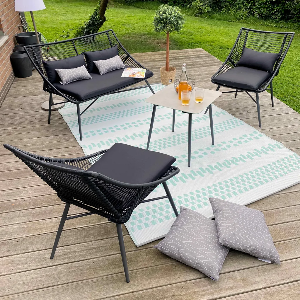 Table basse de jardin en acier traité gris - Résistante et compacte